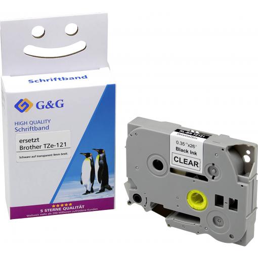 G&G BB-B-G-121 kompatibilní náhradní Brother TZe-121 Barva pásky: transparentní Barva písma: černá 9 mm 8 m