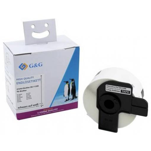 G&G etikety kompatibilní náhradní Brother DK-11208 38 x 90 mm papír thermodirekt bílá 400 ks trvalé Adresní nálepky ET-B-G-11208