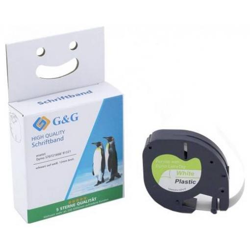 páska do štítkovače G&G BM-D-G-91221 kompatibilní náhradní DYMO 91221 Barva pásky: bílá Barva písma: černá 12 mm 4 m