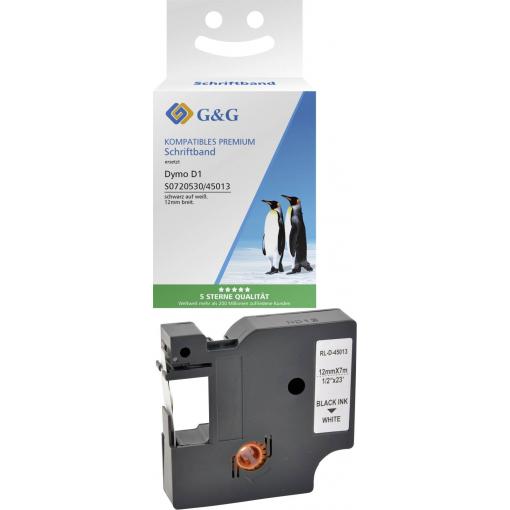 G&G BB-D-G-D1-45013 kompatibilní náhradní DYMO 45013 Barva pásky: bílá Barva písma: černá 12 mm 7 m