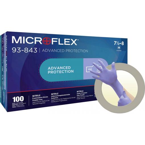 Ansell MICROFLEX 93843060 100 ks nitril jednorázové rukavice Velikost rukavic: XS, 5,5 a 6,5 mm., 6 EN 21420:2020, EN 1149-1, EN 1149-2, EN 1149-3 ISO 11193