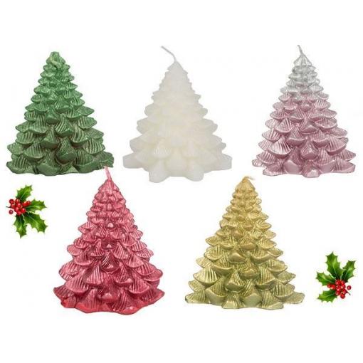 Vánoční svíčka stromeček, červená, LED, 8 cm