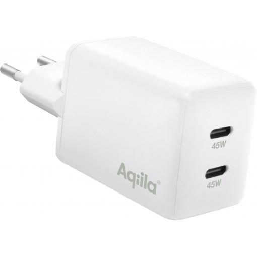 Aqiila W2 USB nabíječka, 2x USB-C®, 45 W, Dodávka energie, bílá
