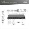 Digitus DS-55345 4 + 2 porty HDMI přepínač LED ukazatel, s dálkovým ovládáním, UHD, kovový ukazatel, lze spínat jednotlivě, se stavovými LED 3840 x 2160 Pixel