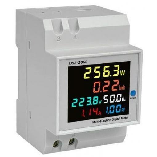Multifunkční měřič V-A-W D52-2066, 40–300 V AC / 100 A, DIN lišta