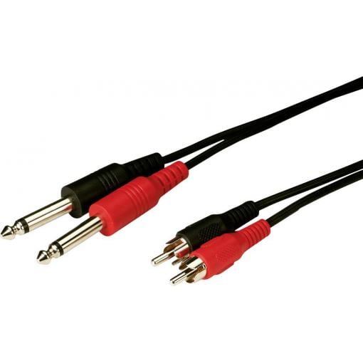 Monacor 0064970 audio propojovací kabel [2x cinch zástrčka - 2x jack zástrčka 6,3 mm (mono)] 1.5 m černá