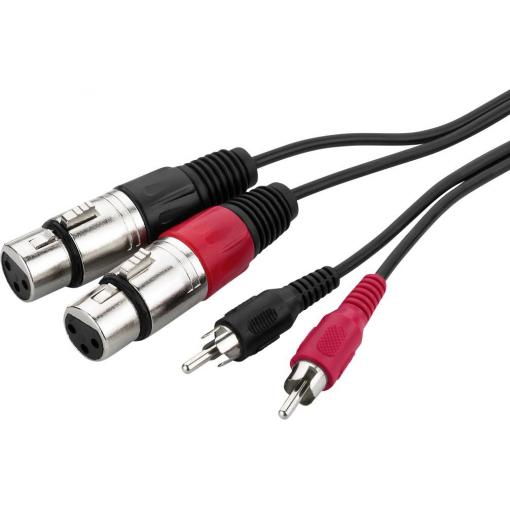 Monacor 0069030 XLR / cinch audio propojovací kabel [2x XLR zásuvka - 2x cinch zástrčka] 1 m černá