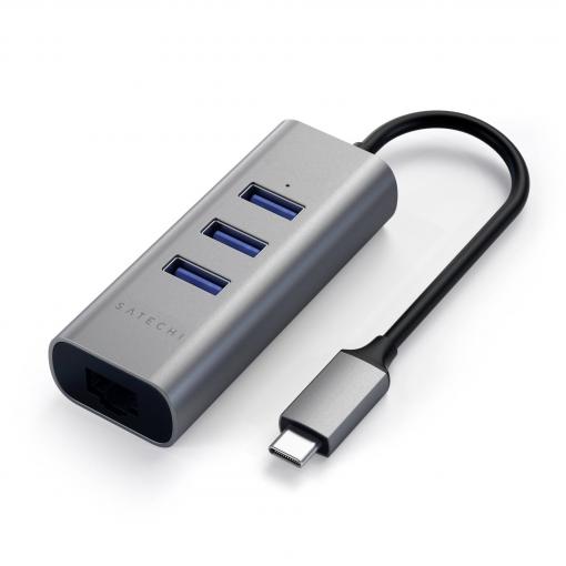Satechi ST-TC2N1USB31AM USB Hub 3 porty USB-A, RJ45 USB 3.0 5 GBit/s vesmírná šedá ST-TC2N1USB31AM