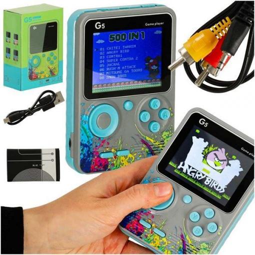 Přenosná retro herní konzole mini, 3" LCD, 500 her