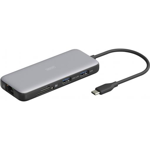 Digitus USB-C® dokovací stanice DA-70915 vč. funkce nabíjení, integrovaná čtečka karet, napájení USB-C®