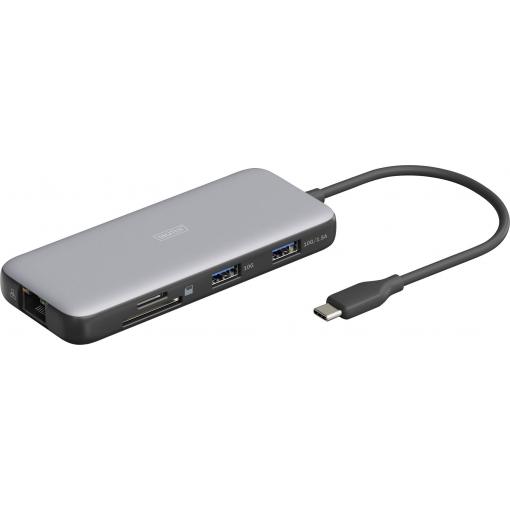 Digitus USB-C® dokovací stanice DA-70914 vč. funkce nabíjení, integrovaná čtečka karet, napájení USB-C®