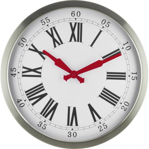 EUROTIME 56860-07 DCF nástěnné hodiny 40 cm , stříbrná, tiché hodiny (bez tikání)