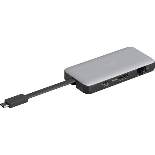 Digitus USB-C® dokovací stanice DA-70916 vč. funkce nabíjení, integrovaná čtečka karet, napájení USB-C®