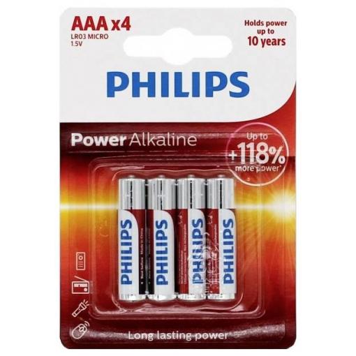 Philips Power LR03 mikrotužková baterie AAA alkalicko-manganová 1.5 V 4 ks