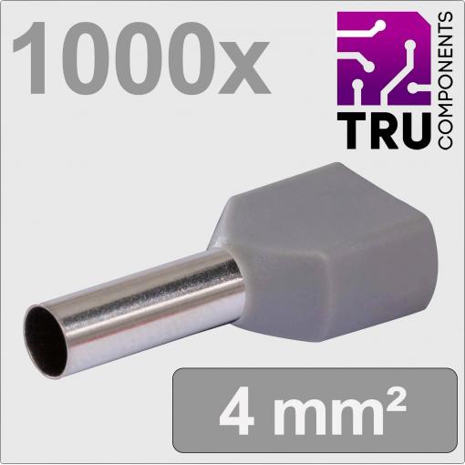 TRU COMPONENTS TC-13377244 dutinka 4 mm² částečná izolace šedá 1000 ks
