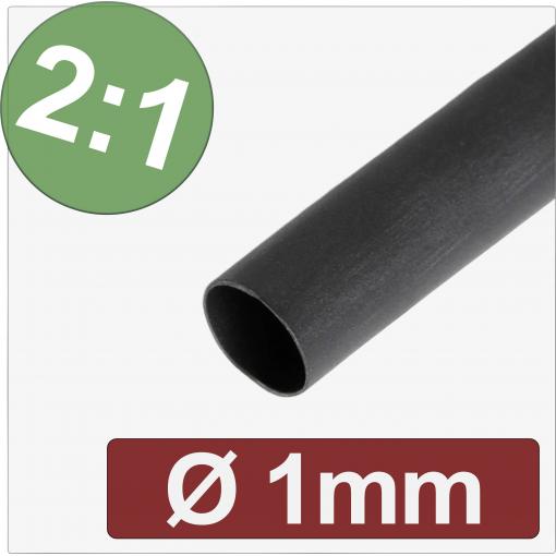Quadrios 24CA261 smršťovací bužírka bez lepidla černá 1 mm 0.50 mm Poměr smrštění:2:1 metrové zboží