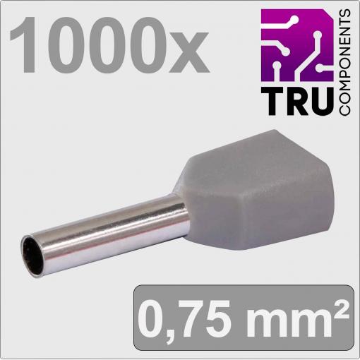 TRU COMPONENTS TC-13377228 dutinka 0.75 mm² částečná izolace šedá 1000 ks