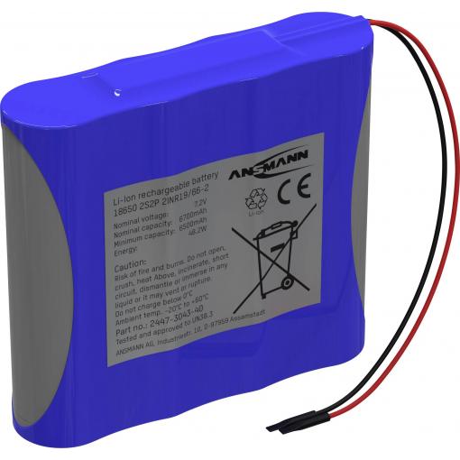 Ansmann 2S2P Akupack 4 x 18650 s kabelem Li-Ion 7.2 V 6700 mAh