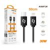 AL.kabel  USB C-Lighting 0,5m 3A černý 30W