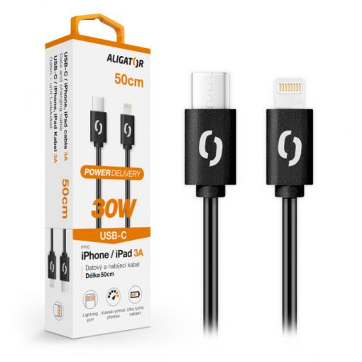 AL.kabel  USB C-Lighting 0,5m 3A černý 30W