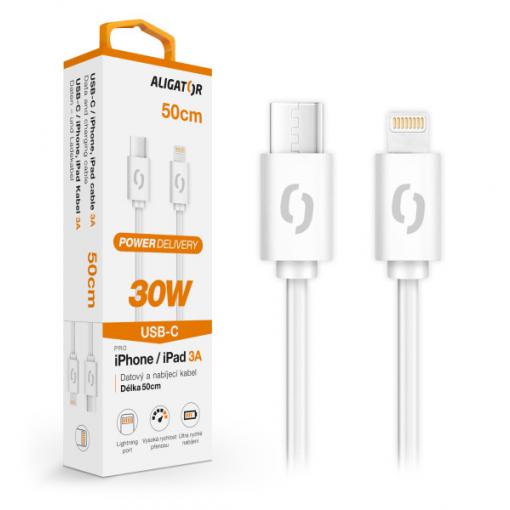 AL.kabel  USB C-Lighting 0,5m 3A bílý 30W