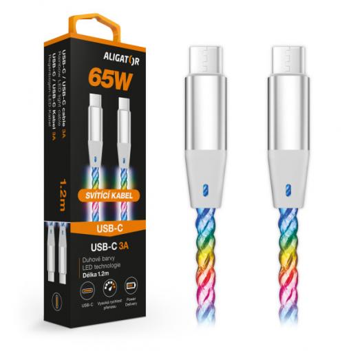 AL.kabel  USB-C/USB-C 1,2m svítící 3A 65W
