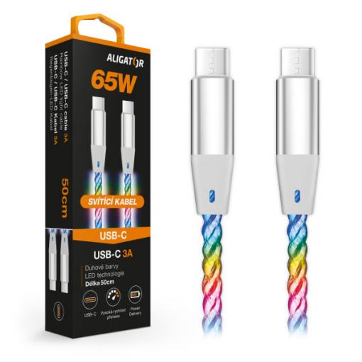 AL.kabel  USB-C/USB-C 0,5m svítící 3A 65W