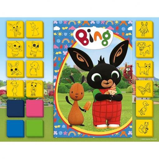 Sada razítek Bing s aktivitami, 14 pěnových razítek a 4 barvy