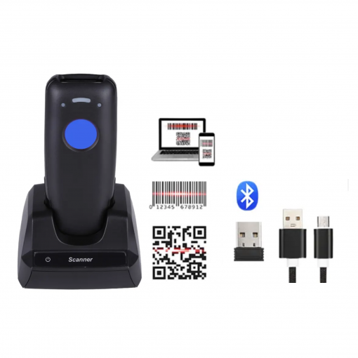 AZQR02 - mini bezdrátový Bluetooth 1D/2D skener čárových kódů s nabíjecí základnou - AZQR02 - mini Bluetooth bezdrátový 1D/2D skener čárových kódů s nabíjecí základnou