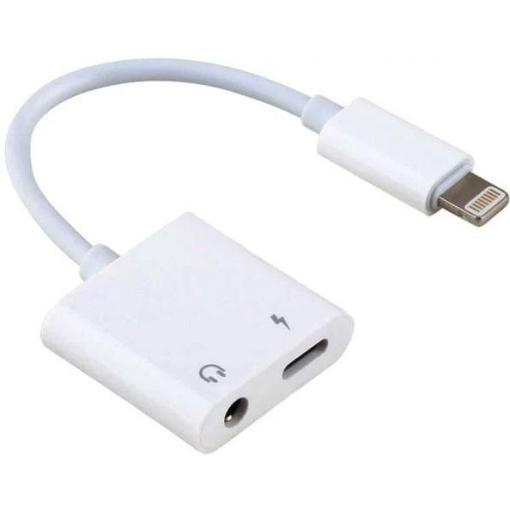 Redukce Lightning / 3,5 mm jack 2v1 PremiumCord, 10 cm, bílá/černá