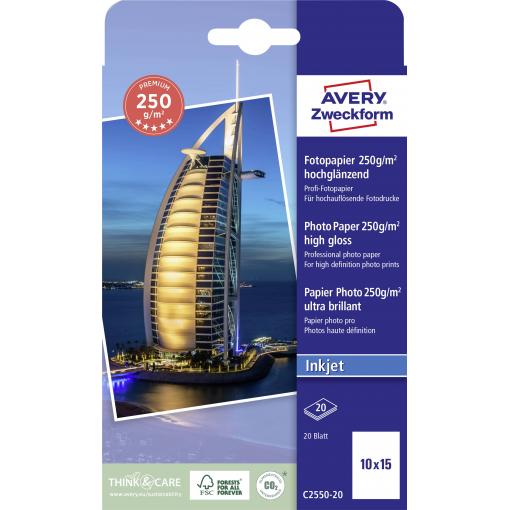 Avery-Zweckform Premium C2550-20 fotografický papír 10 x 15 cm 250 g/m² 20 listů vysoce lesklý