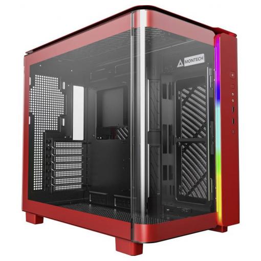 MONTECH KING 95 Tempered Glass ARGB midi tower PC skříň červená