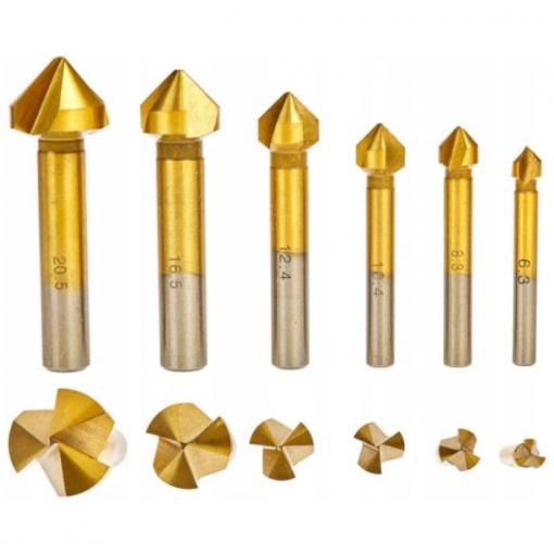 Sada záhlubníků 6,3–20,5 mm, 6 ks, Kraft&Dele KD983