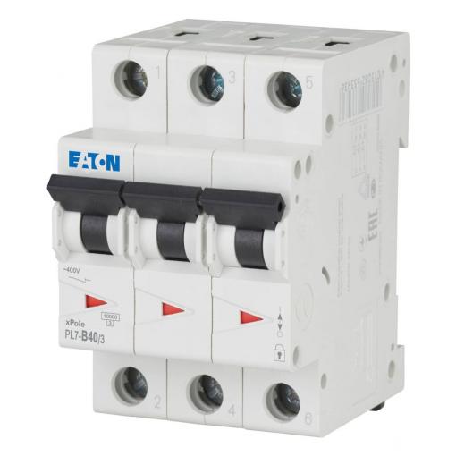 Instalační jistič Eaton PL7-B40/3, 3fázový, 40 A, B charakteristika