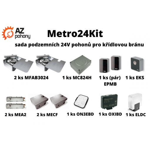 Metro24Kit - sada podzemních 24V pohonů pro křídlovou bránu
