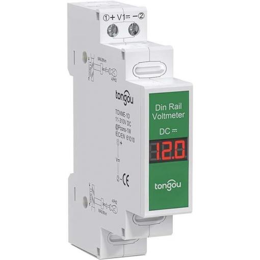 Voltmetr na DIN lištu TOVME-1D, 11–310 V DC, IP20