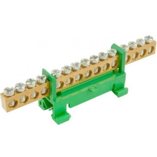 Zemnící můstek FT030, 15 pólů, DIN lišta, zelený