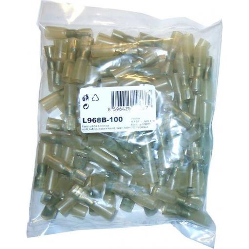 Faston-zdířka 6,3 mm se smršťovací bužírkou, kabel 4–6 mm², 100 ks