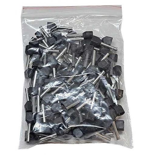 Kabelová dutinka TE1,5-12 pro dva kabely 1,5 mm², černá, 100 ks