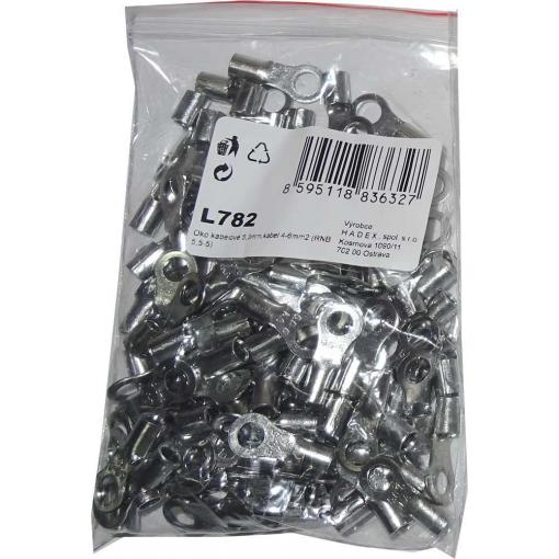 Kabelové oko 5,3 mm, kabel 4–6 mm², balení 100 ks (RNB 5,5-5)