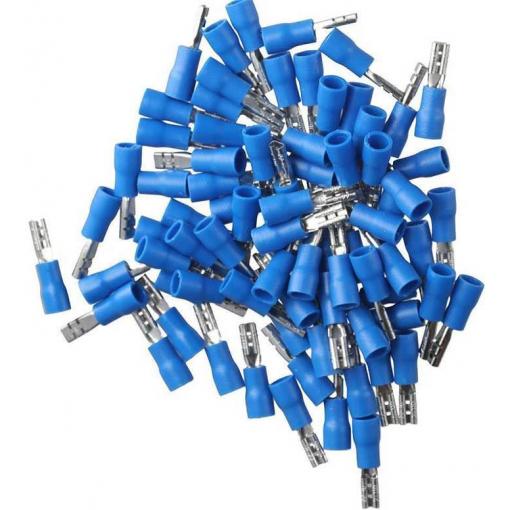 Faston-zdířka 2,8 mm modrá, kabel 1,5–2,5 mm², 100 ks