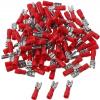 Faston-zdířka 4,8 mm červená, kabel 0,5–1,5 mm², 100 ks