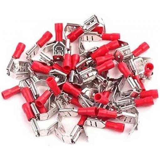 Faston-rozváděč 6,3 mm červený, 0,5–1,5 mm², balení 100 ks