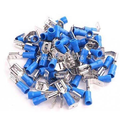 Faston-rozvaděč 6,3 mm modrý, kabel 1,5–2,5 mm², 100 ks