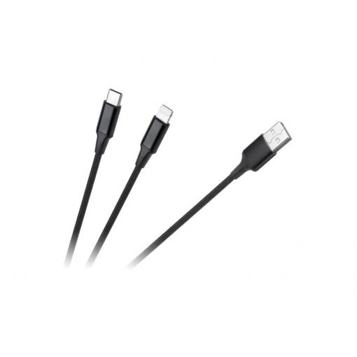 Kabel CABLETECH KPO3944 USB - USB-C/Lightning 1m Black