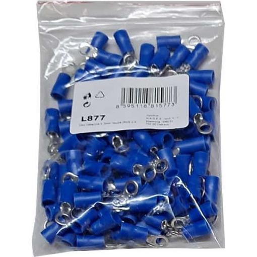 Kabelové oko 4,3 mm modré RVS 2-4, balení 100 ks