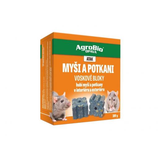 Nástraha proti myším a potkanům AGROBIO Atak - voskové bloky 300g