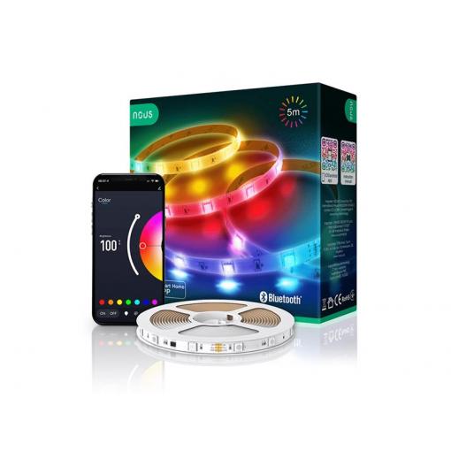 Smart LED pásek 24V 30LED/m IP44 12W RGB NOUS F6 5m Bluetooth Tuya