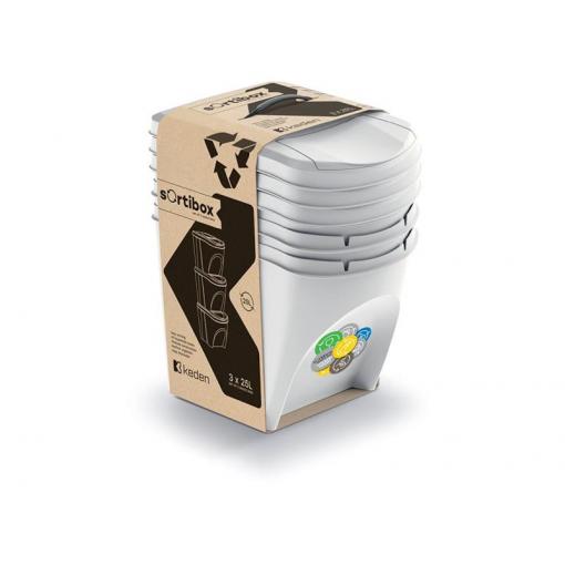 Koš na tříděný odpad SORTIBOX 3x25l popelavě šedý