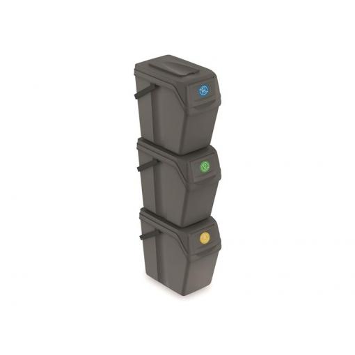 Koš na tříděný odpad SORTIBOX II 3x25l šedý kámen